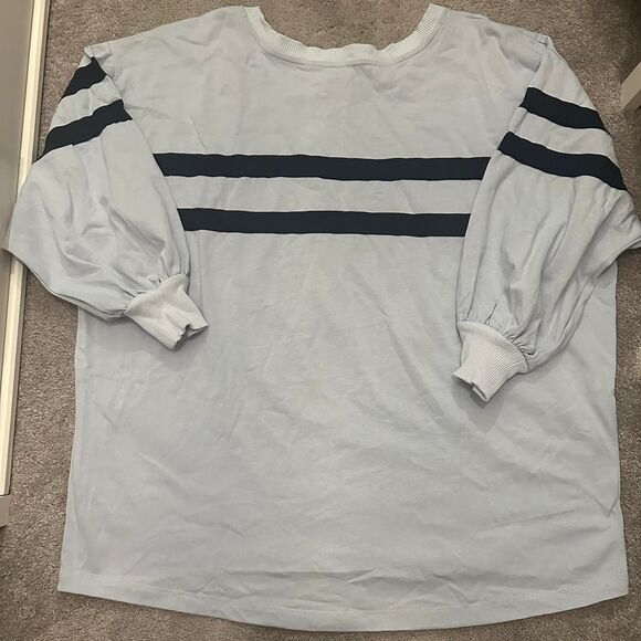 Free People Post Up Layer long sleeve shirt M oversized Crewneck stripe workout - Picture 7 of 7